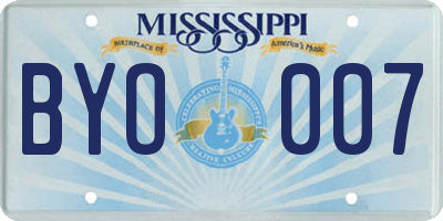MS license plate BYO007