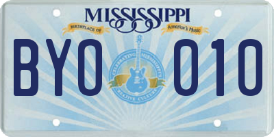 MS license plate BYO010