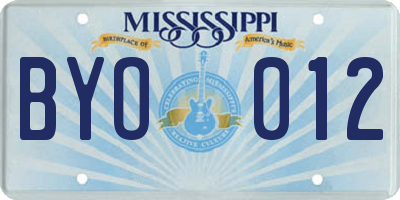MS license plate BYO012