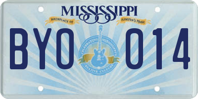 MS license plate BYO014