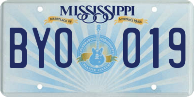 MS license plate BYO019