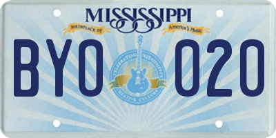 MS license plate BYO020