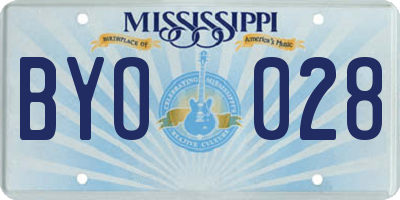 MS license plate BYO028