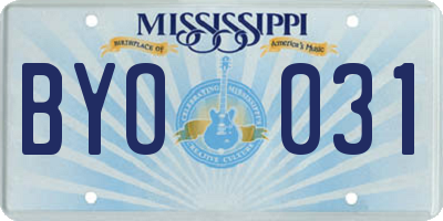 MS license plate BYO031