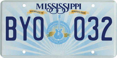 MS license plate BYO032