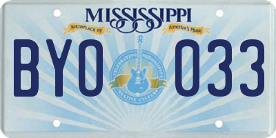 MS license plate BYO033
