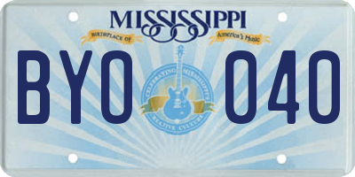 MS license plate BYO040