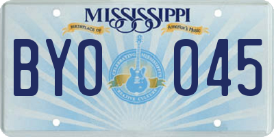 MS license plate BYO045