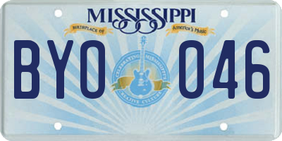 MS license plate BYO046