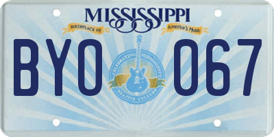 MS license plate BYO067