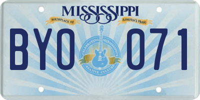 MS license plate BYO071