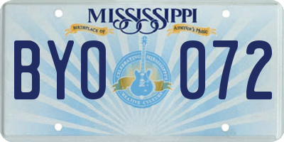 MS license plate BYO072