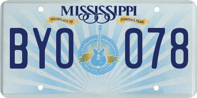 MS license plate BYO078