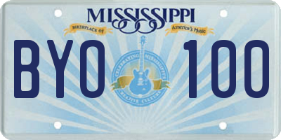 MS license plate BYO100