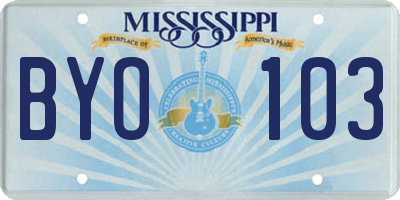 MS license plate BYO103