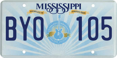 MS license plate BYO105