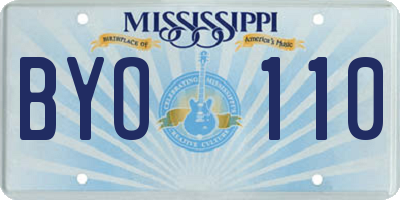 MS license plate BYO110