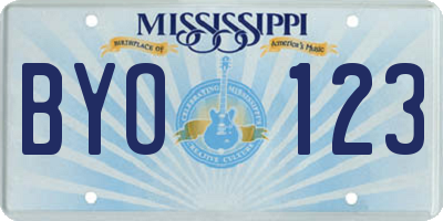 MS license plate BYO123