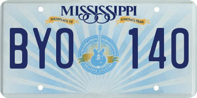 MS license plate BYO140