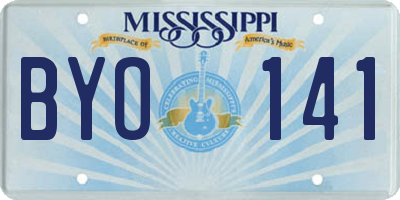 MS license plate BYO141