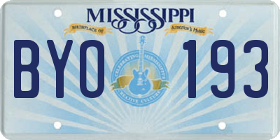 MS license plate BYO193