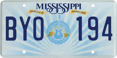 MS license plate BYO194
