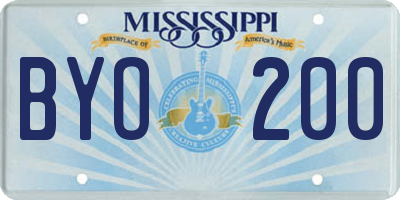 MS license plate BYO200