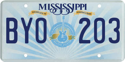 MS license plate BYO203
