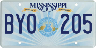 MS license plate BYO205