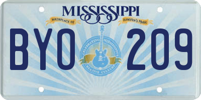 MS license plate BYO209
