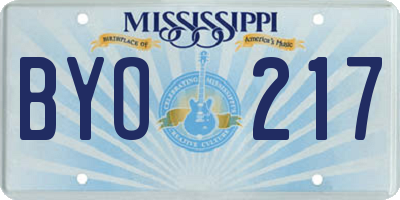 MS license plate BYO217