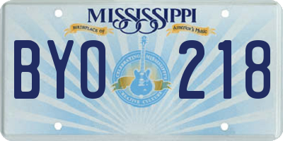 MS license plate BYO218