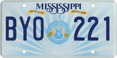 MS license plate BYO221