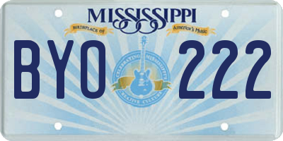 MS license plate BYO222