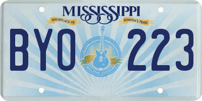MS license plate BYO223