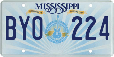 MS license plate BYO224