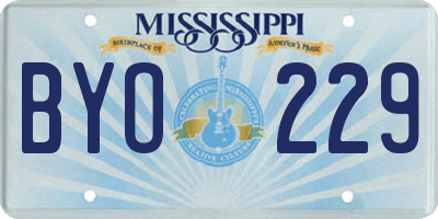 MS license plate BYO229