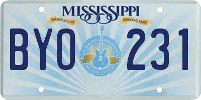 MS license plate BYO231
