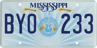 MS license plate BYO233