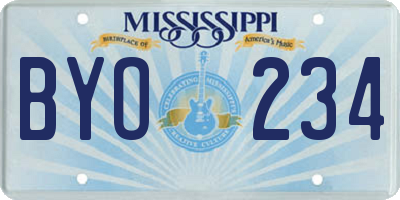 MS license plate BYO234