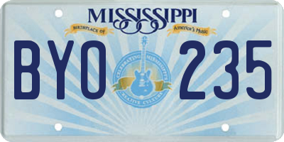 MS license plate BYO235