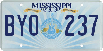 MS license plate BYO237