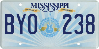 MS license plate BYO238