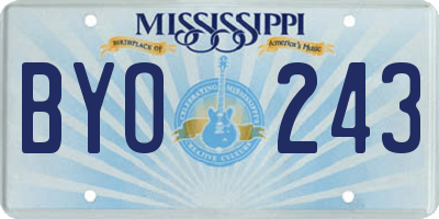 MS license plate BYO243