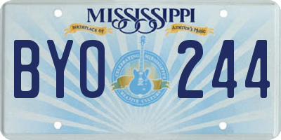 MS license plate BYO244