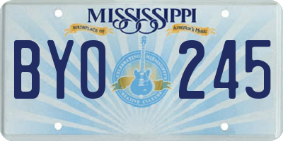 MS license plate BYO245