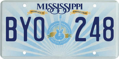 MS license plate BYO248