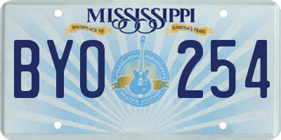 MS license plate BYO254