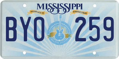 MS license plate BYO259