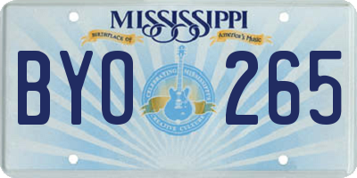 MS license plate BYO265